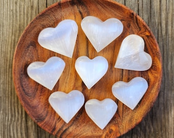 selenite palm stones / worry stone / meditation stone / pocket crystal / selenite crystal / meditation crystal / selenite heart crystal