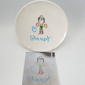 child's drawing transfer / ceramic plate / kid artwork / drawing transfer / dessert plate / snack plate / dad gift / kids art keepsake image 8