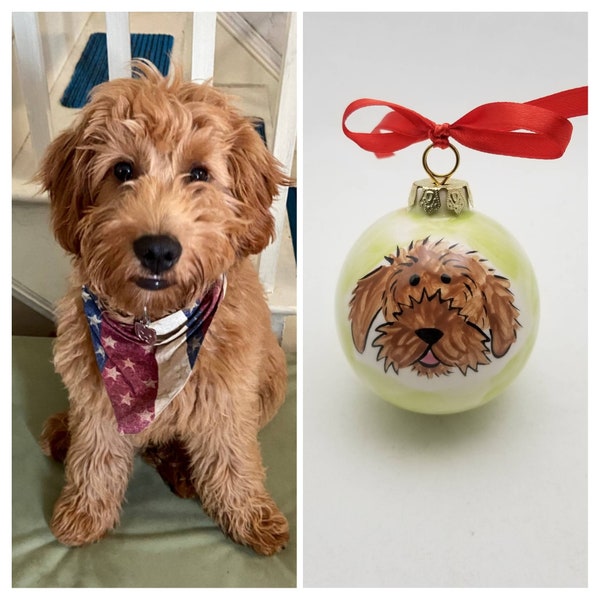 christmas ornament made from YOUR photo of your dog or cat / custom dog ornament / custom cat ornament / pet portrait / ceramic ornament