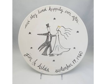 personalized wedding platter / anniversary gift / custom hand painted ceramic platter for bride and groom / custom wedding gift