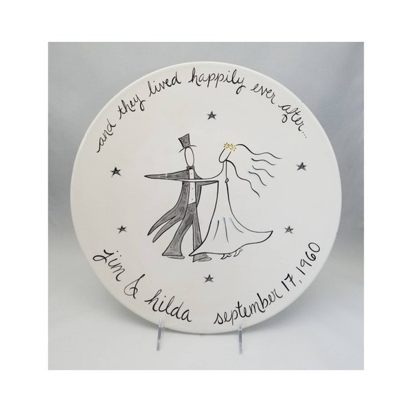 personalized wedding platter / anniversary gift / custom hand painted ceramic platter for bride and groom / custom wedding gift