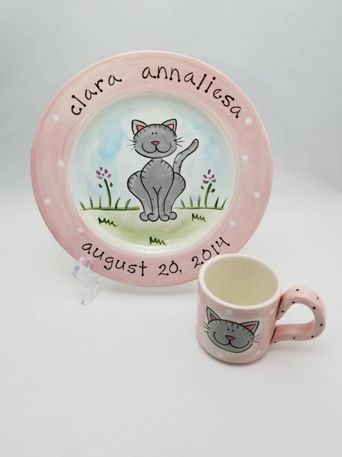 Cup and plate set for baby / personalized ceramic baby gift / Etsy