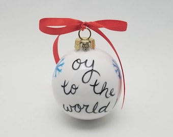 oy to the world ceramic bulb ornament / chrismukkah gift / hanukkah ornament / jewish gift / funny judaica / christmas bulb / oy vey