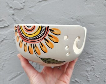 yarn bowl / knitting bowl / gift for knitters / fiber art / ceramic yarn bowl / bowl for yarn / wool holder / gift for crocheters / mom gift