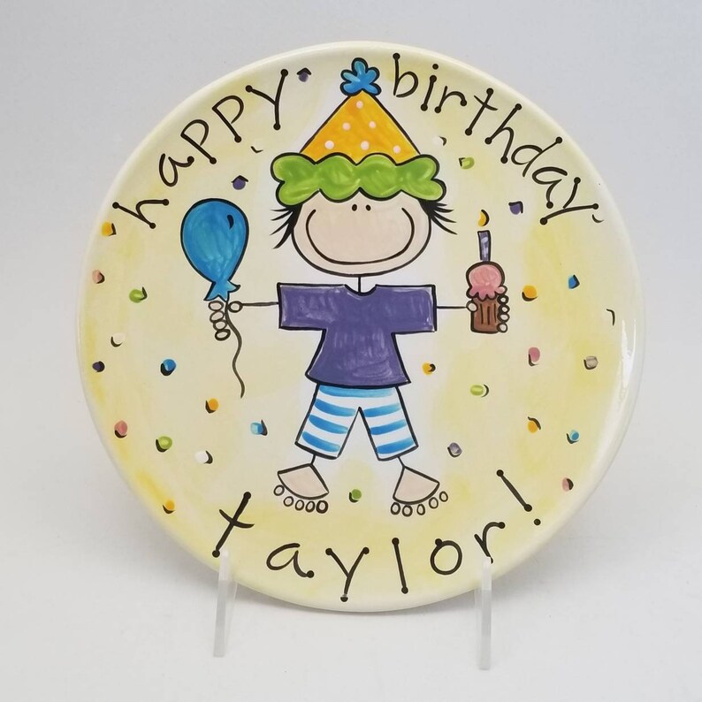 Happy birthday cake plate / personalized plate / custom made Etsy