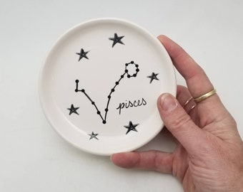 astrology zodiac constellation ring dish / jewelry dish / horoscope pottery / astrological sign / small dish