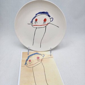 child's drawing transfer / ceramic plate / kid artwork / drawing transfer / dessert plate / snack plate / dad gift / kids art keepsake image 6