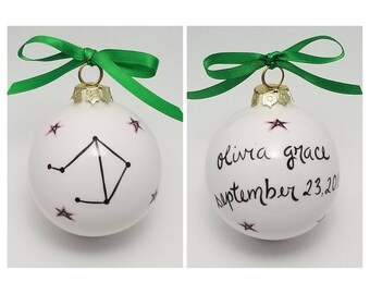 zodiac constellation / astrological sign / ceramic bulb ornament / baby&#39;s first christmas / astrology gift / baby gift / christmas ornament