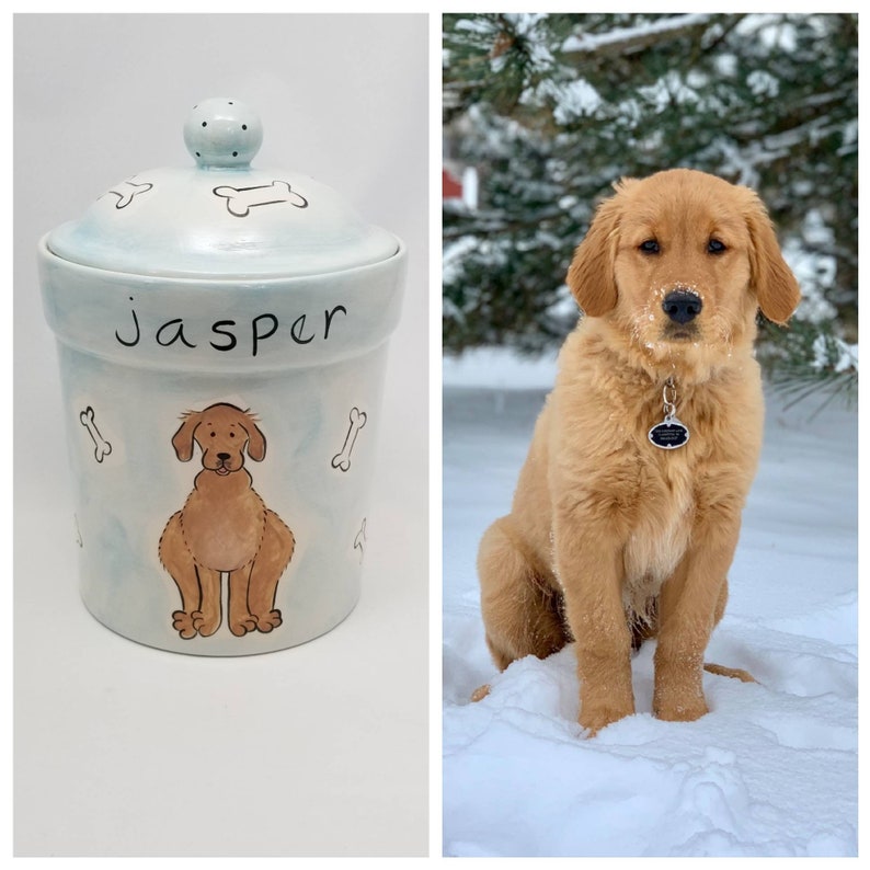 Custom dog treat jar / ceramic jar / pet gift / new puppy