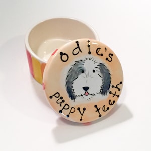 new puppy tooth box / puppy teeth box / custom pet gift / personalized dog portrait / dog mom dog dad / fur child / fur baby / ceramic box