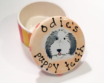 new puppy tooth box / puppy teeth box / custom pet gift / personalized dog portrait / dog mom dog dad / fur child / fur baby / ceramic box
