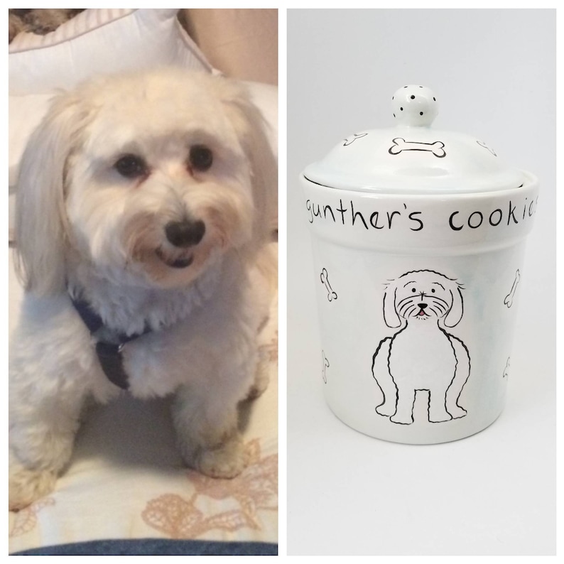 Custom dog treat jar / ceramic jar / pet gift / new puppy