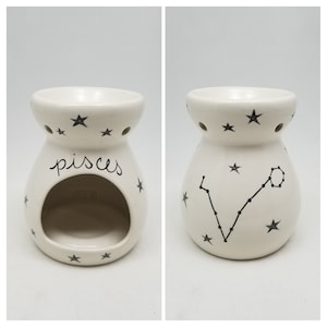 zodiac candle wax melt warmer / ceramic wax warmer / hand painted ceramic tea light wax melt warmer / crystal infused wax melts / soy wax