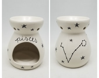 zodiac candle wax melt warmer / ceramic wax warmer / hand painted ceramic tea light wax melt warmer / crystal infused wax melts / soy wax