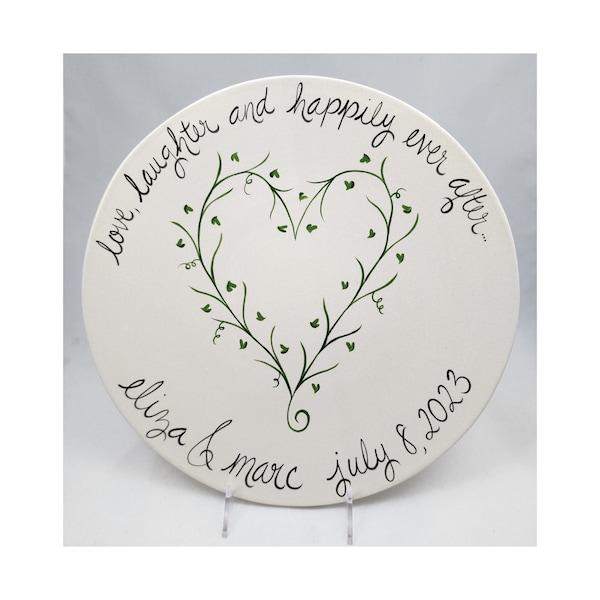 love laughter happily ever after personalized wedding platter / anniversary gift / custom hand painted ceramic platter/ custom wedding gift