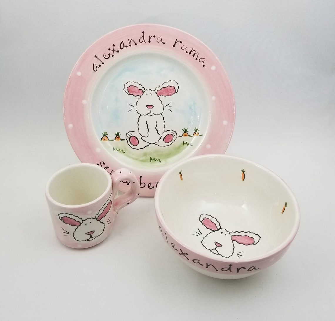Cup Bowl and Plate Set / Personalized Ceramic Baby Gift / Etsy