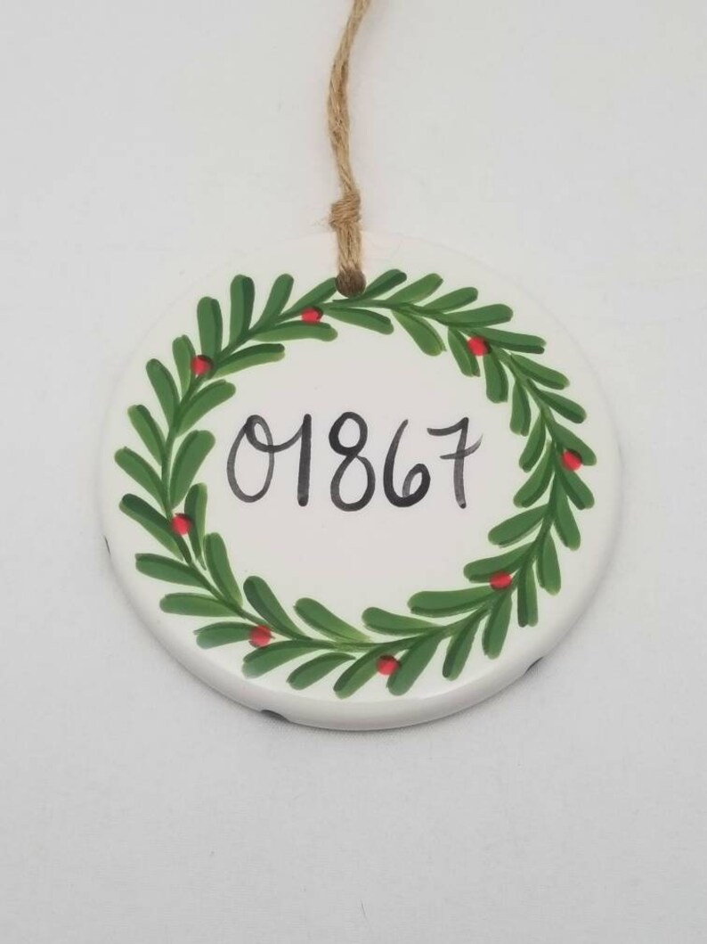 Zip Code Ornament / Christmas Ornament / Holiday Wreath Etsy
