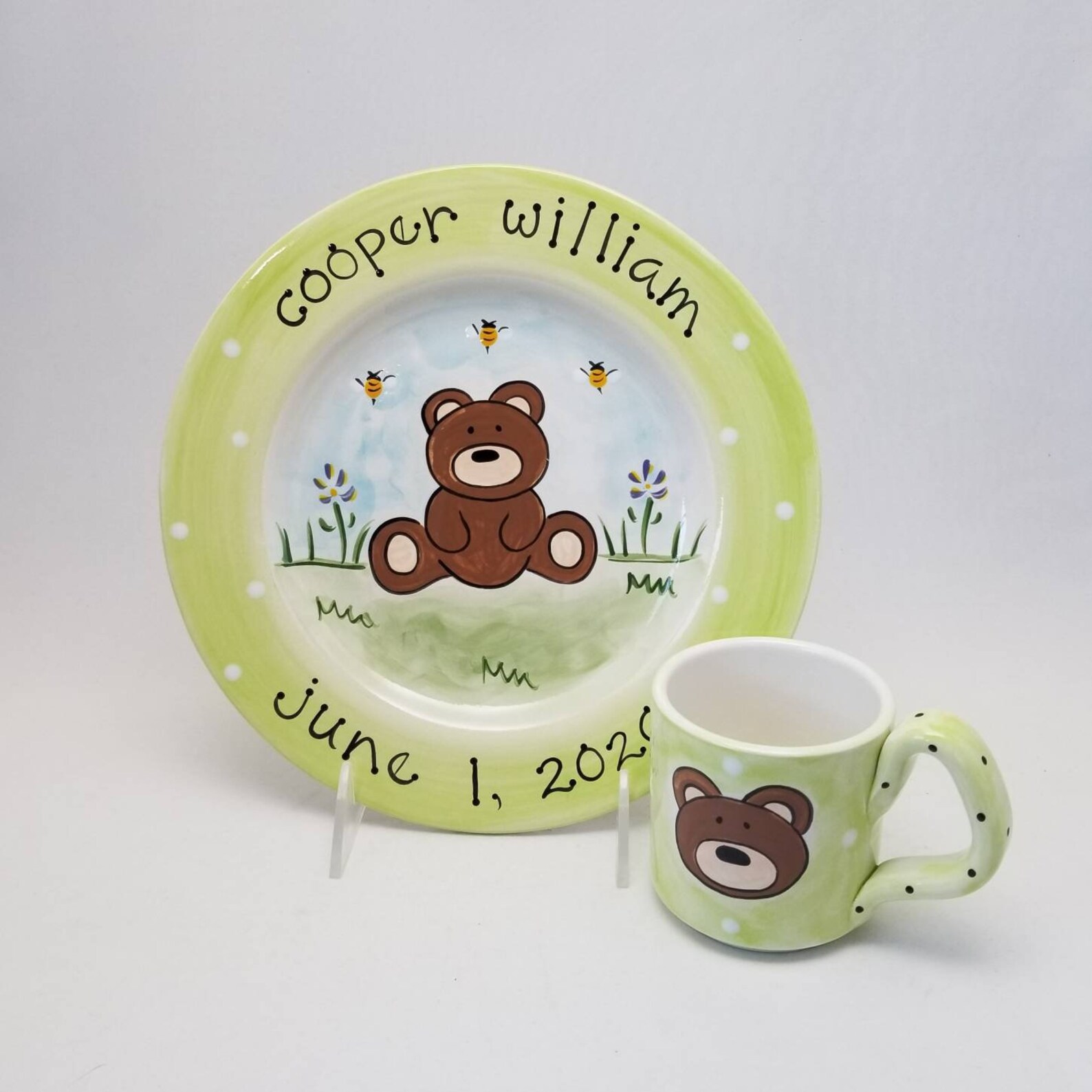 Cup and plate set for baby / personalized ceramic baby gift / Etsy