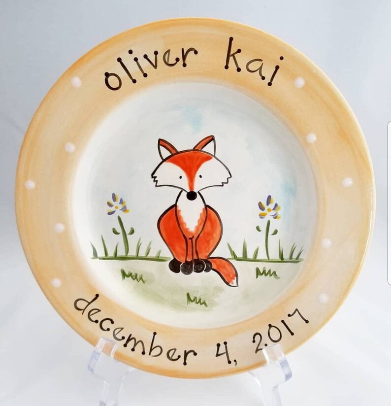 Personalized Baby Plate / Custom Birth Gift / Hand Painted Etsy