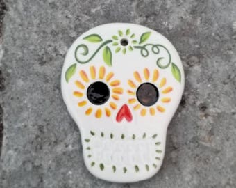 sugar skull day of the dead hand painted candy skull ornament