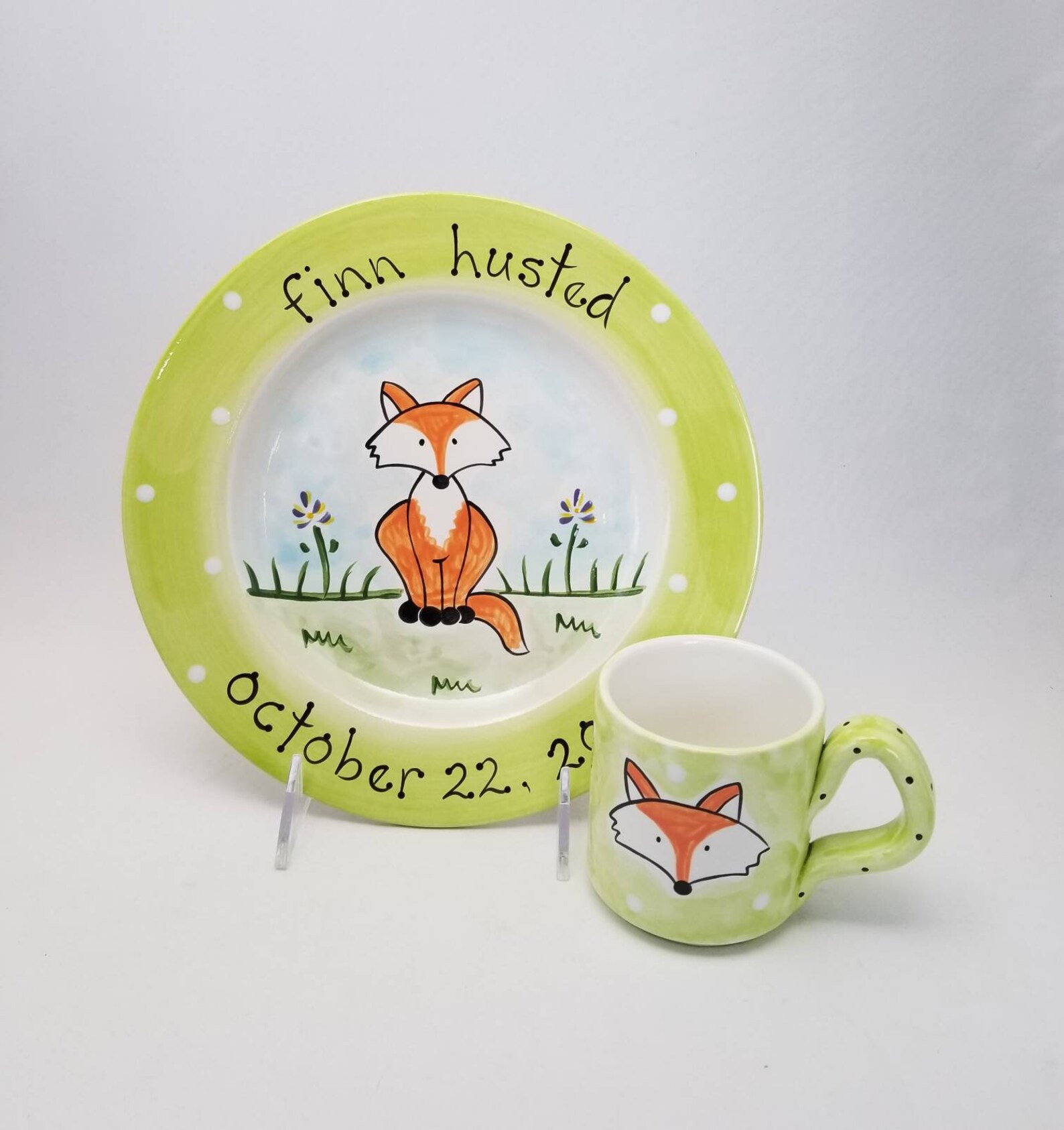 Cup and plate set for baby / personalized ceramic baby gift / Etsy
