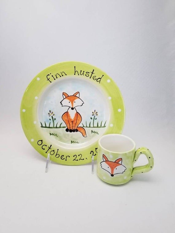 personalized baby plate set