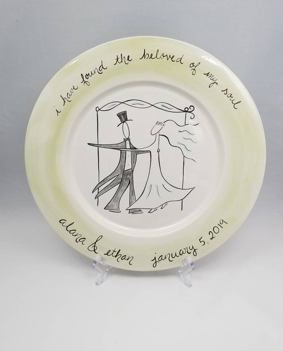Judaica Hochzeit Geschenk Handbemalt Keramik Platte Etsy 