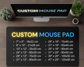 Custom Desk Mat, Personalized Mouse Pad in Multiple Sizes
