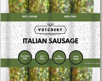Vegan Italian Sausage - 16 Sausages Total - Gluten Free - Soy Free - Non GMO - Organic - High Protein - High Fiber - Healthy Plant Based