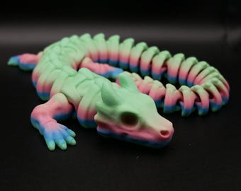 Flexi Rainbow Skeleton Dragon | Movable Fidget Dragon | Fidget Toy | Anti-Stress Toy | Sensory Toy, Fidget Toy