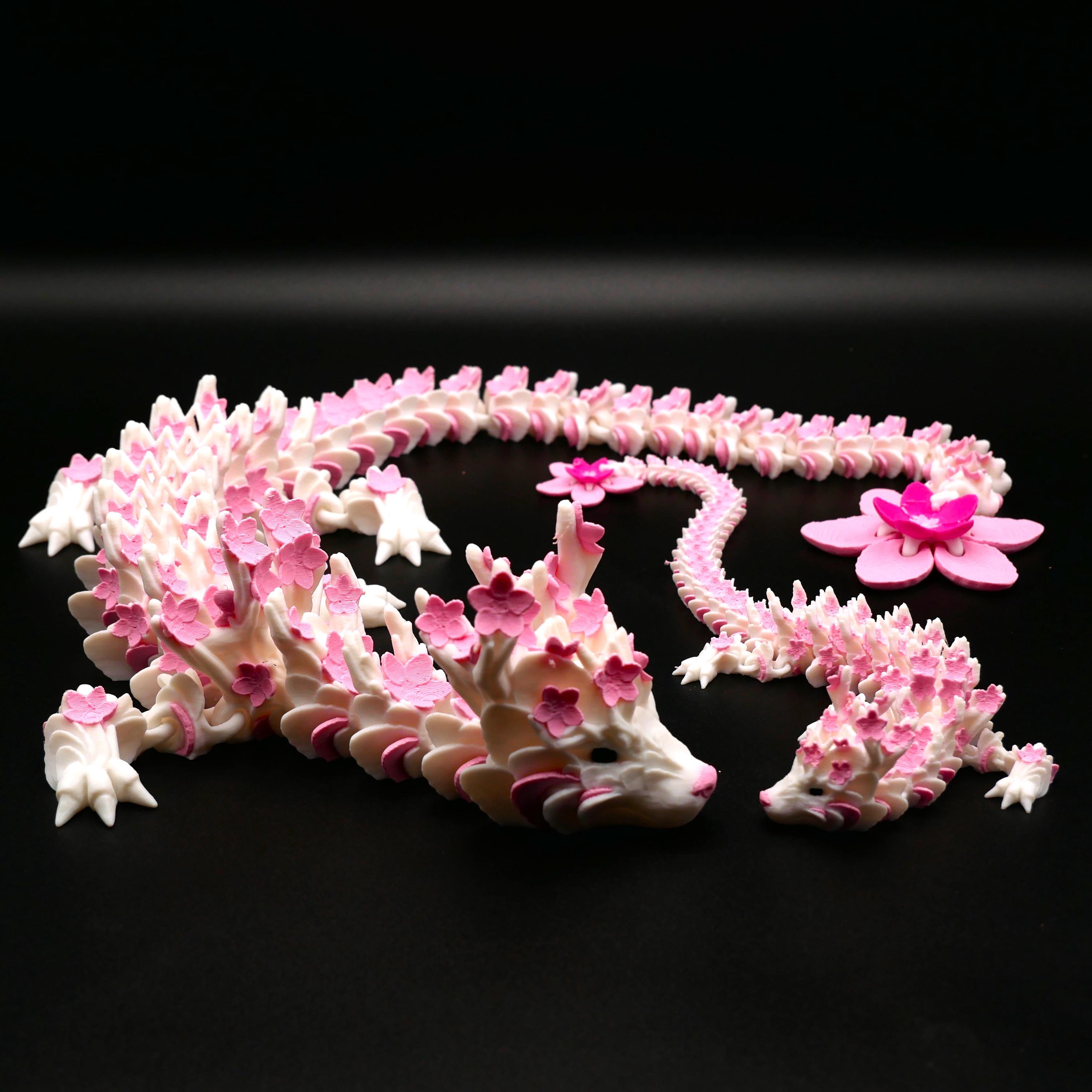 Flexi Cherry Blossom Dragon Customizable | Movable Fidget Dragon