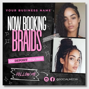 Braid Books Flyer Back to School Flyer Braids Hair Flyer Braid Books Open Hair Special Flyer Appointment Booking Available Braid Hair
