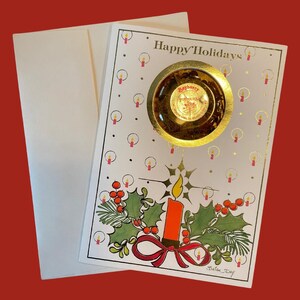 Biglietto d'auguri vintage "Happy Holidays" di Scent-A-Ments - mai usato con pot-pourri originale e busta