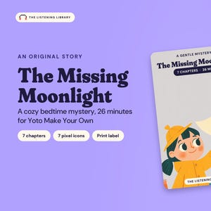 The Missing Moonlight Audio Story for Yoto MYO Cards, Gentle Kids Mystery with Pixel Icons