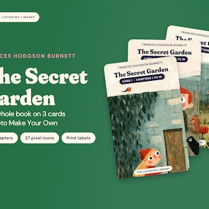 Puede incluir: Tres tarjetas de audio rectangulares para Yoto con The Secret Garden de Frances Hodgson Burnett. Cada tarjeta muestra una ilustración única, un rango de capítulos y el texto The Secret Garden. El set incluye 27 capítulos y 27 iconos.