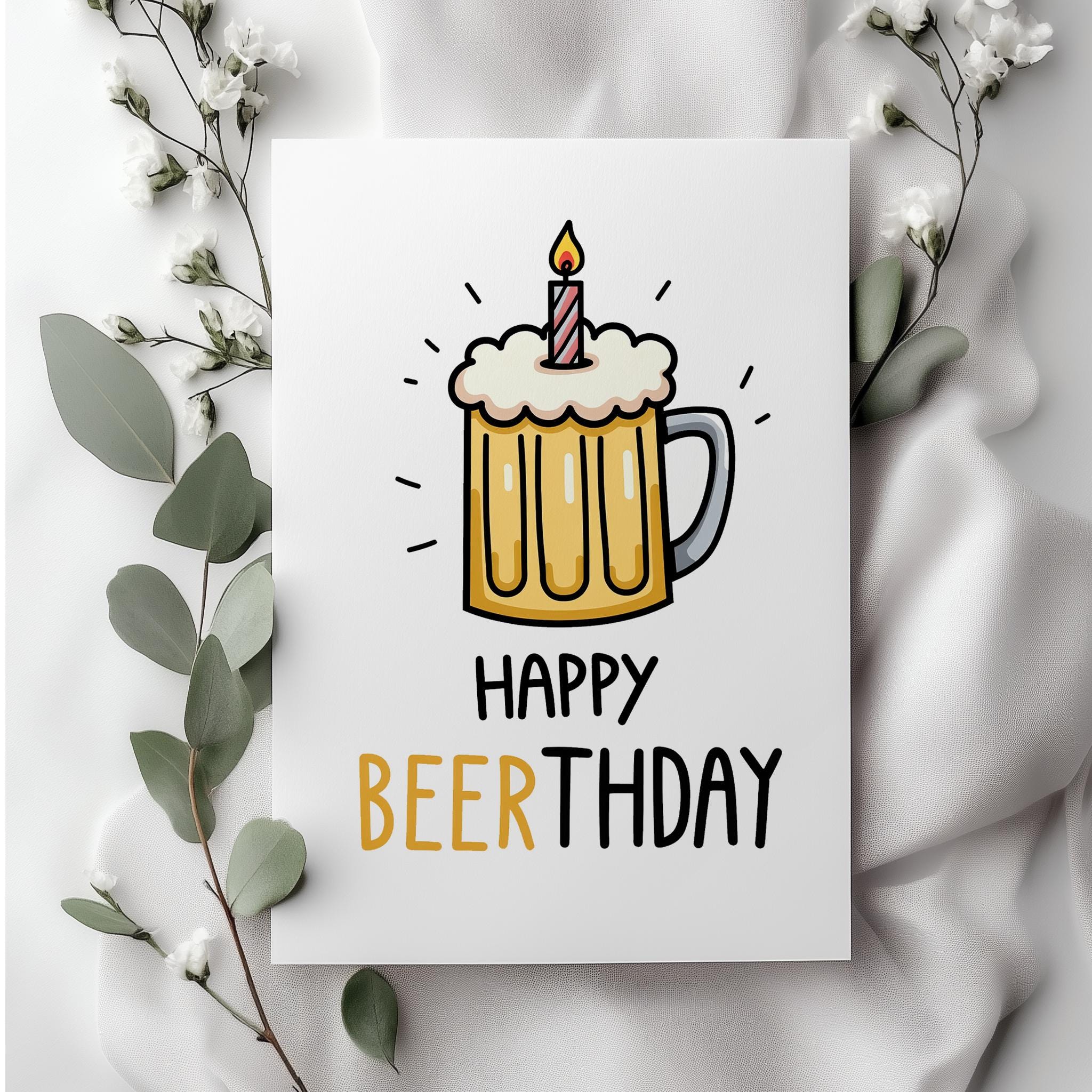 Super Nette Geburtstagskarte Mit Bierflasche – „Have A Very Happy Birthday Celebrate“ Motiv