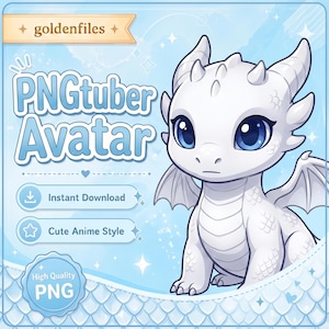 White Dragon PNGTuber | 2D Vtuber Model for Twitch & YouTube Streaming | Veadotube Ready