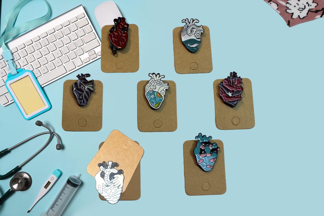 Set of 7 Anatomical Heart Enamel Pins – Unique Medical Anatomy Designs ...