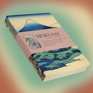 Hokusai Notebook Set of 4, Mount Fuji Series IV Art Collection, A5 Writing Journal | For Journaling & Sketching, Unique Birthday Gift, Art