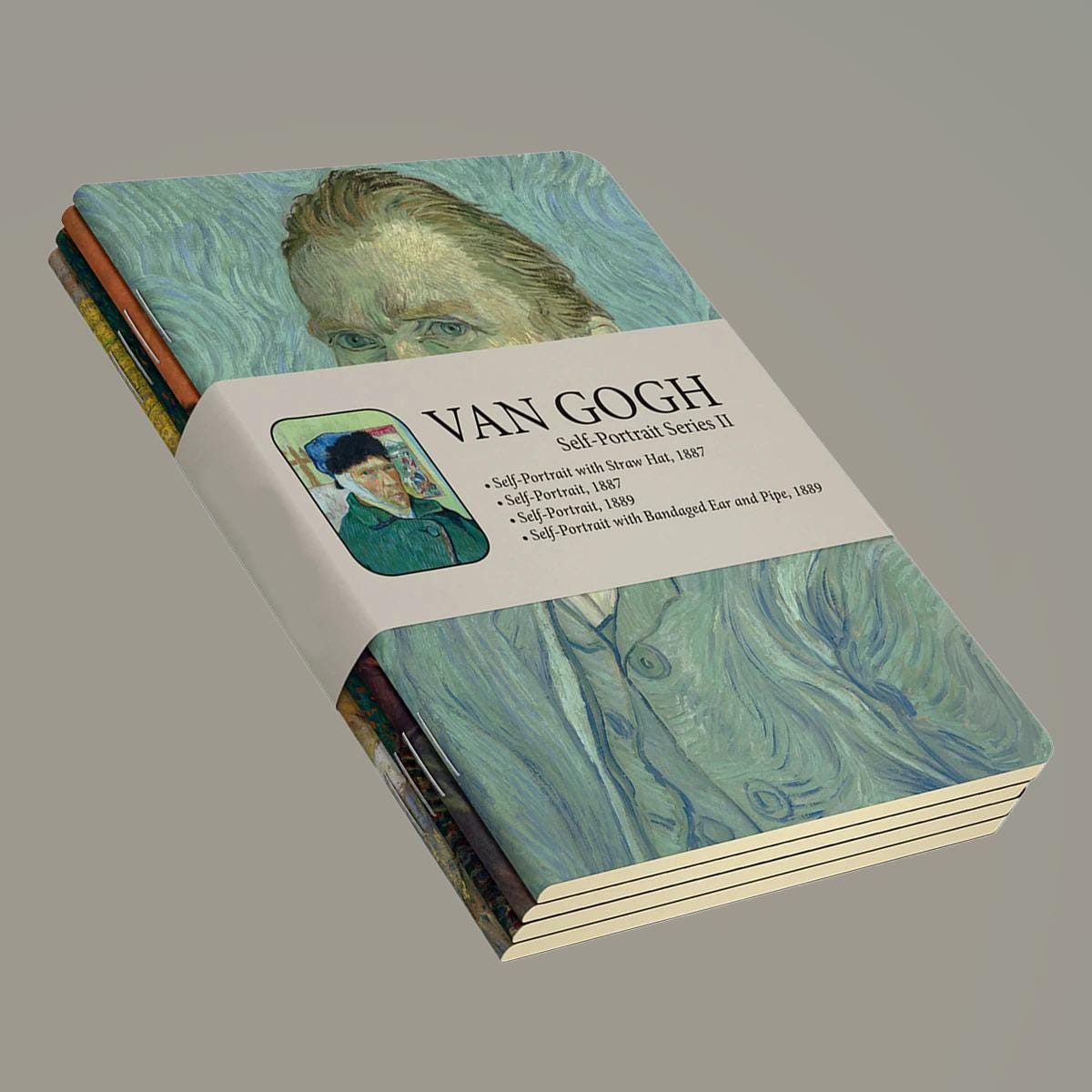 Van Gogh Notebook Set of 4, Self Portrait II Art Collection, A5 Writing Journal | For Journaling & Sketching, Unique Birthday Gift, Art Gift