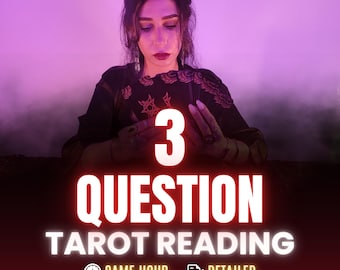 3 Question Tarot Reading, Tarot Cards Reading, Same Hour Tarot Reading, Love Tarot Reading, In-Depth Psychic Insight Love, Career, Future