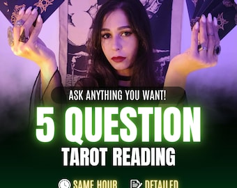 5 Question Tarot Reading Same Hour, Love Career & General Insight, 3 Question, 1 Question, Personalized PDF Psychic Reading