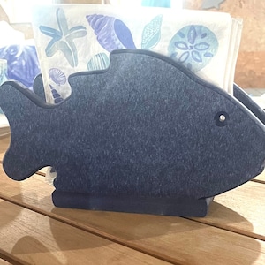 Poly Fish Napkin Holder - Outdoor Indoor Napkin Holder - Coastal Beach Theme - Great Christmas Housewarming Gift for Fisherman Beach lover