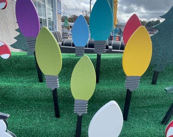Festive Poly Lightbulb Yard Stake – Outdoor Christmas Decoration - Christmas Tree Lights that Last Forever!