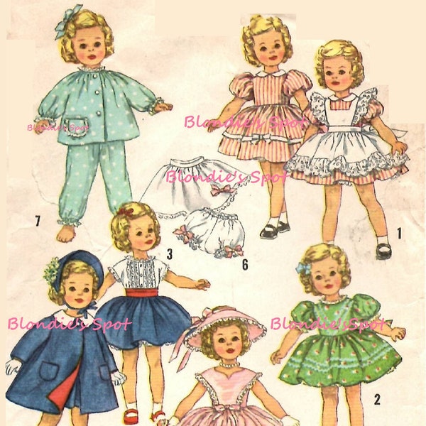 Shirley Temple Doll Clothes PATTERN in Digital PDF format 3217 - 15" Dress fitted bodice full skirt Pinafore a Coat Hat Bonnet