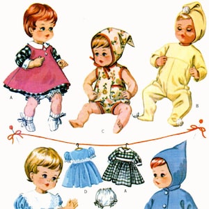 Old Doll Clothes pattern 7592 for 9&quot; Teenie Weenie Tiny Tears,  Tiny Tears, Betsy Wetsy Ginger Baby or Toddler Doll - Printable PDF Download
