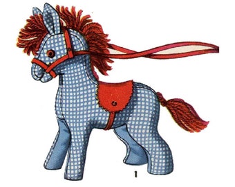 motif animal en peluche vintage en format numérique - S 1404 -Cheval 6" Cerf ou Agneau 6" Chien 5 1/2" Canard 5" Poussin 5" années 1950