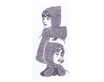 Vintage Crochet PATTERN 955 Hood with attached Scarf Popcorn stitch 1960s PDF file Instant Download