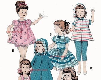 Vintage Doll Clothes  pattern 7975 for 16.5  inch Toni & Saucy Walker, Shirley Temple, Judy Garland, Deanna Durbin - Printable PDF download