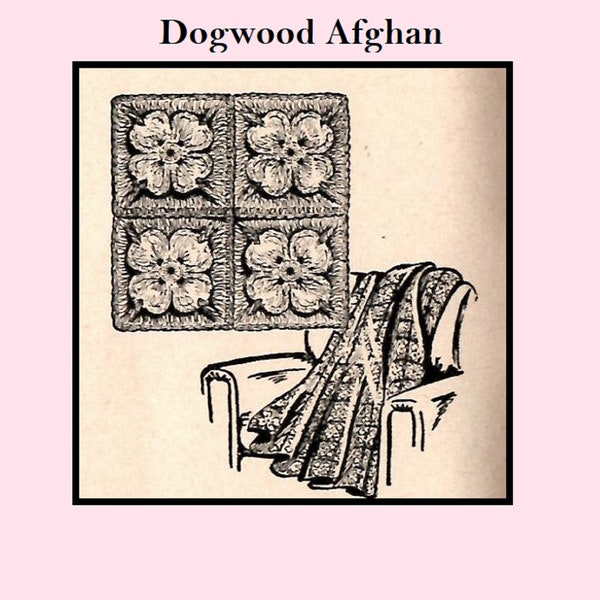 DIGITAL Vintage Crochet Pattern - Dogwood Afghan taken from October 1956 Workbasket magazine - finished afghan 56" x 80" PDF file